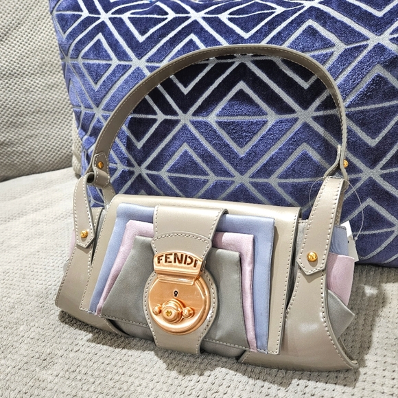 Fendi Baguette Bag Leather Metallic Silk Compilation - Picture 1 of 15